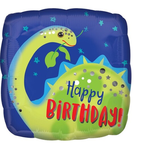 17 Inch Happy Birthday Brontosaurus Foil Balloon