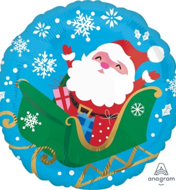 17 Inch Happy Santa in Sleigh Foil Balloon