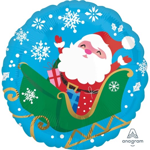 17 Inch Happy Santa in Sleigh Foil Balloon