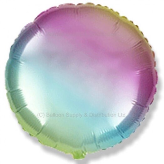 Unpackaged 18" Gradient Pastel Rainbow Round Foil Balloon