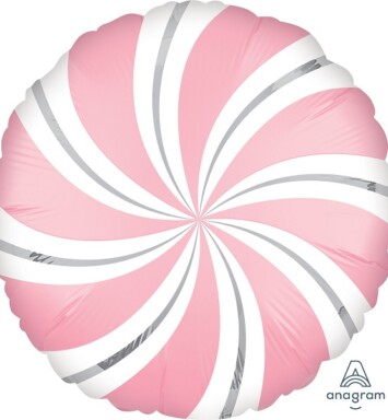 18 Inch Satin Infused Bubblegum Candy Swirls Foil Balloon