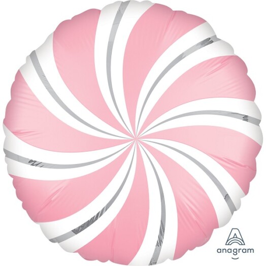 18 Inch Satin Infused Bubblegum Candy Swirls Foil Balloon