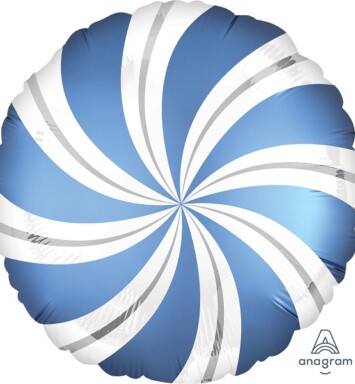 18 Inch Satin Infused Azure Candy Swirls Foil Balloon