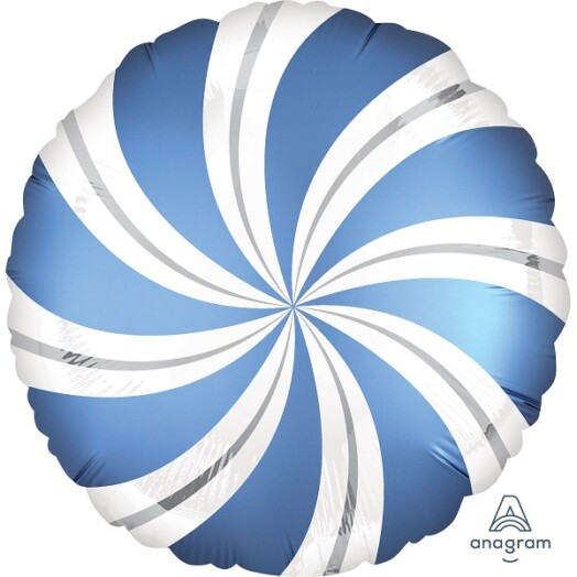 18 Inch Satin Infused Azure Candy Swirls Foil Balloon