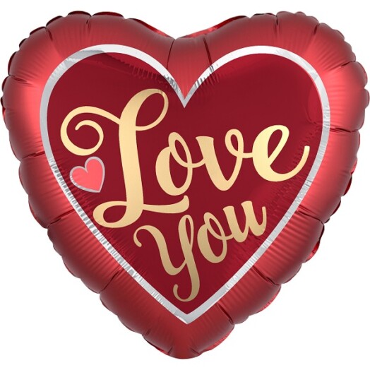 18 Inch Love You Satin Luxe Sangria & Gold Foil Balloon