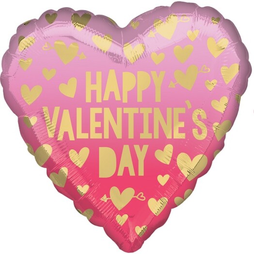 17 Inch Happy Valentine's Day Pink Ombre Foil Balloon
