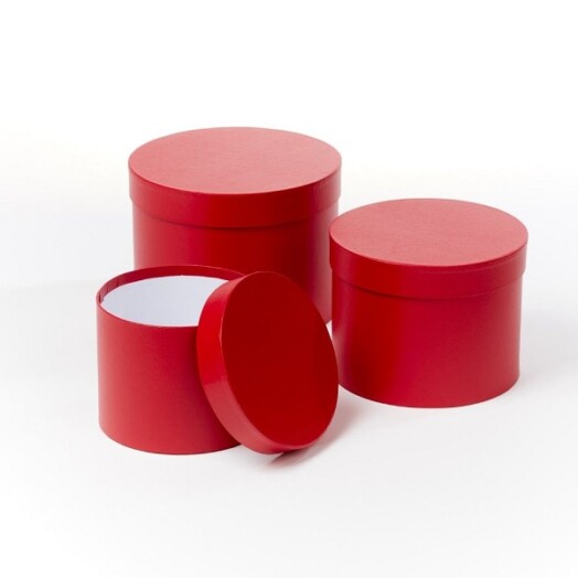 Set of 3 Symphony Hat Boxes - Red