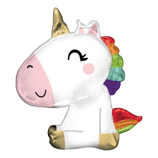 Sitting Unicorn Satin Luxe Super Shape Foil Balloon