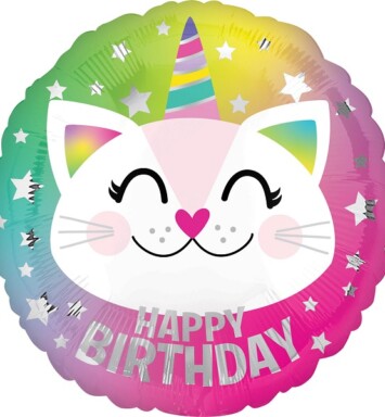 17 Inch Caticorn Happy Birthday Satin Foil Balloon
