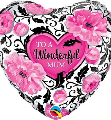 18" Wonderful Mum Floral Damask Foil Balloon