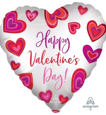 18 Inch Happy Valentine's Day Floating Hearts Satin Luxe Foil Balloon