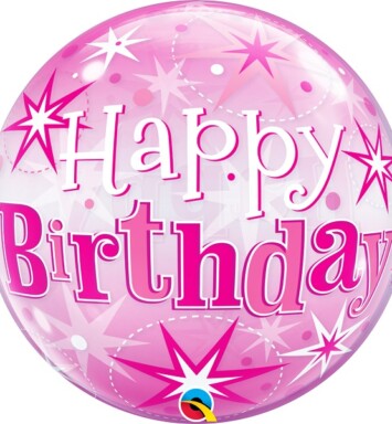 22" Birthday Pink Starburst Sparkle Bubble Balloon