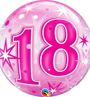 22" 18 Pink Starburst Sparkle Bubble Balloon