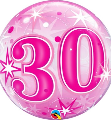 22" 30 Pink Starburst Sparkle Bubble Balloon