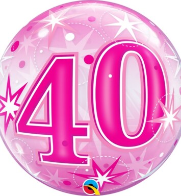 22" 40 Pink Starburst Sparkle Bubble Balloon