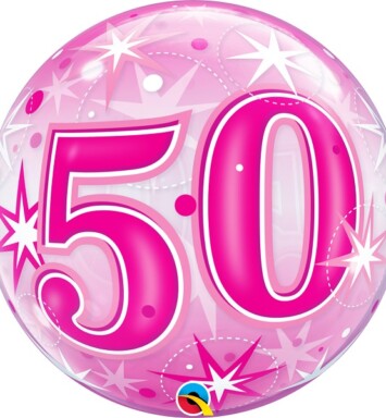 22" 50 Pink Starburst Sparkle Bubble Balloon