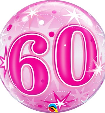 22" 60 Pink Starburst Sparkle Bubble Balloon