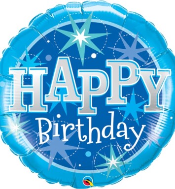 36" Birthday Blue Sparkle Jumbo Foil Balloon