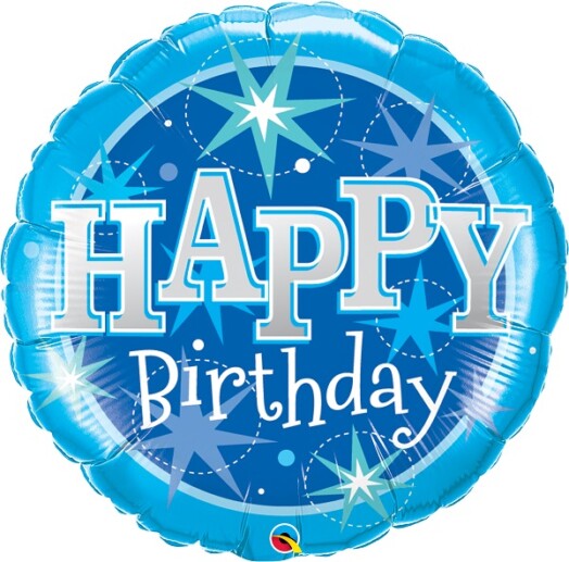 36" Birthday Blue Sparkle Jumbo Foil Balloon