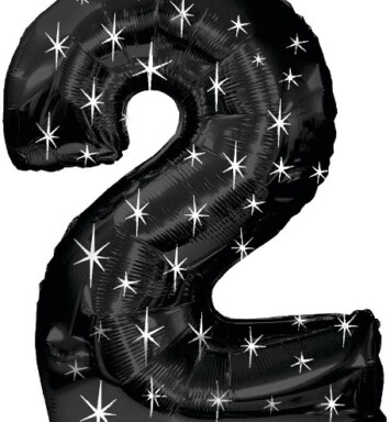 Large Black Sparkle Number 2 Foil Balloon