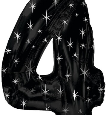 Large Black Sparkle Number 4 Foil Balloon
