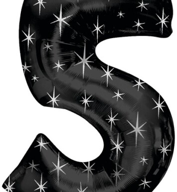 Large Black Sparkle Number 5 Foil Balloon