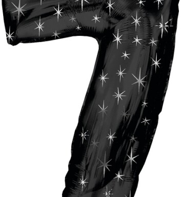 Large Black Sparkle Number 7 Foil Balloon