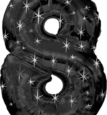 Large Black Sparkle Number 8 Foil Balloon