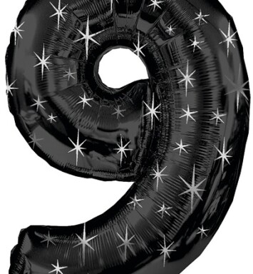 Large Black Sparkle Number 9 Foil Balloon