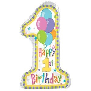 Pastel 1st Birthday Super Shape Foil Balloon