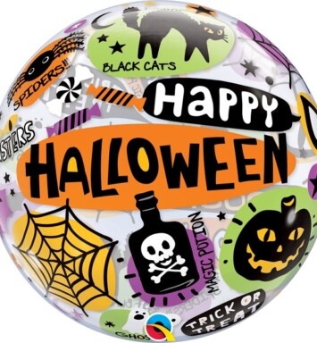 22 Inch Halloween Messages & Icons Bubble Balloon