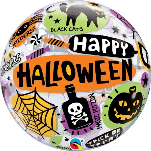 22 Inch Halloween Messages & Icons Bubble Balloon