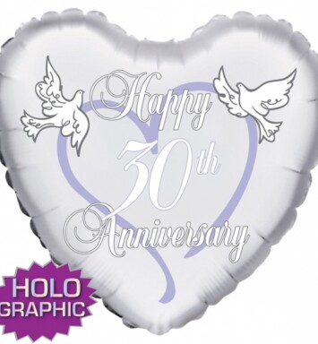 18" 30th Pearl Anniversary Holographic Foil Balloon