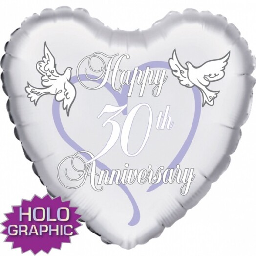 18" 30th Pearl Anniversary Holographic Foil Balloon