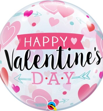 22" Deco Bubble - Valentine's Arrow & Hearts Balloon
