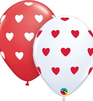 11 Inch Big Hearts - White & Red Assortment
