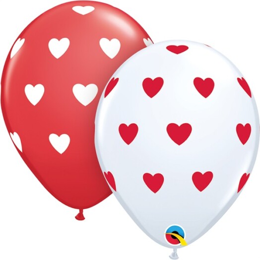 11 Inch Big Hearts - White & Red Assortment
