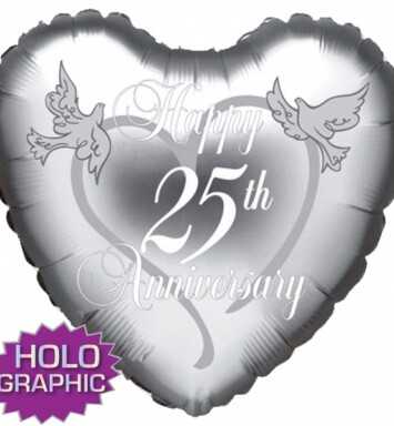 18" 25th Silver Anniversary Holographic Foil Balloon