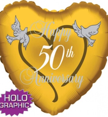 18" 50th Golden Anniversary Holographic Foil Balloon