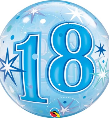 22" 18 Blue Starburst Sparkle Bubble Balloon