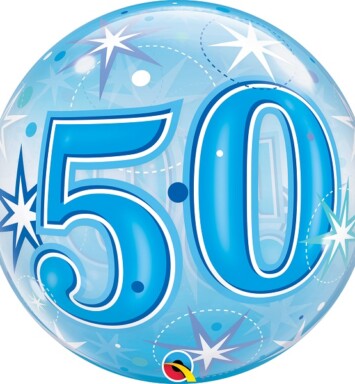 22" 50 Blue Starburst Sparkle Bubble Balloon
