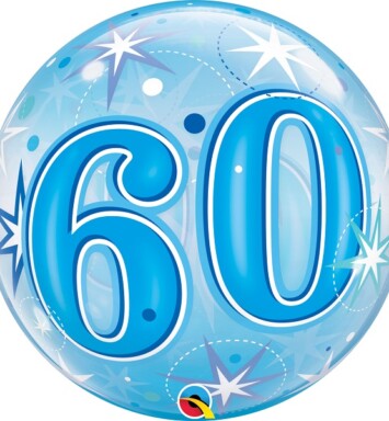 22" 60 Blue Starburst Sparkle Bubble Balloon