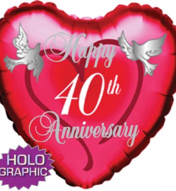 18" 40th Ruby Anniversary Holographic Foil Balloon