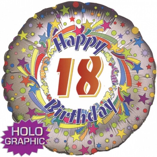 18" 18th Spinning Star Birthday Foil Balloon