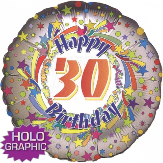 18" 30th Spinning Star Birthday Foil Balloon