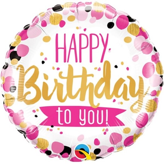 18" Pink & Gold Happy Birthday To You Foil Balloon