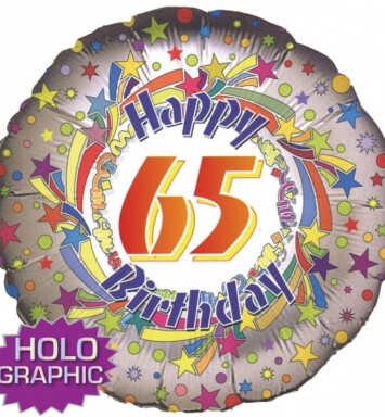 18" 65th Spinning Star Birthday Foil Balloon