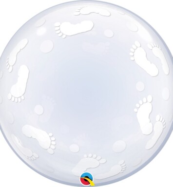 24" Deco Bubble - Baby Footprints Balloon