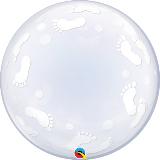24" Deco Bubble - Baby Footprints Balloon