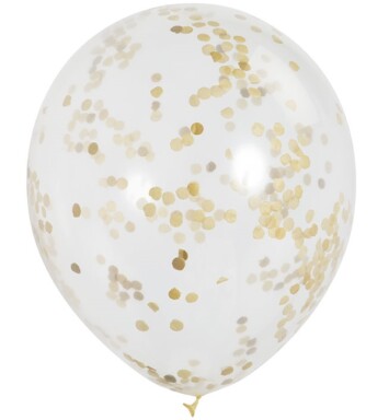 12 Inch Clear Latex with Gold Confetti